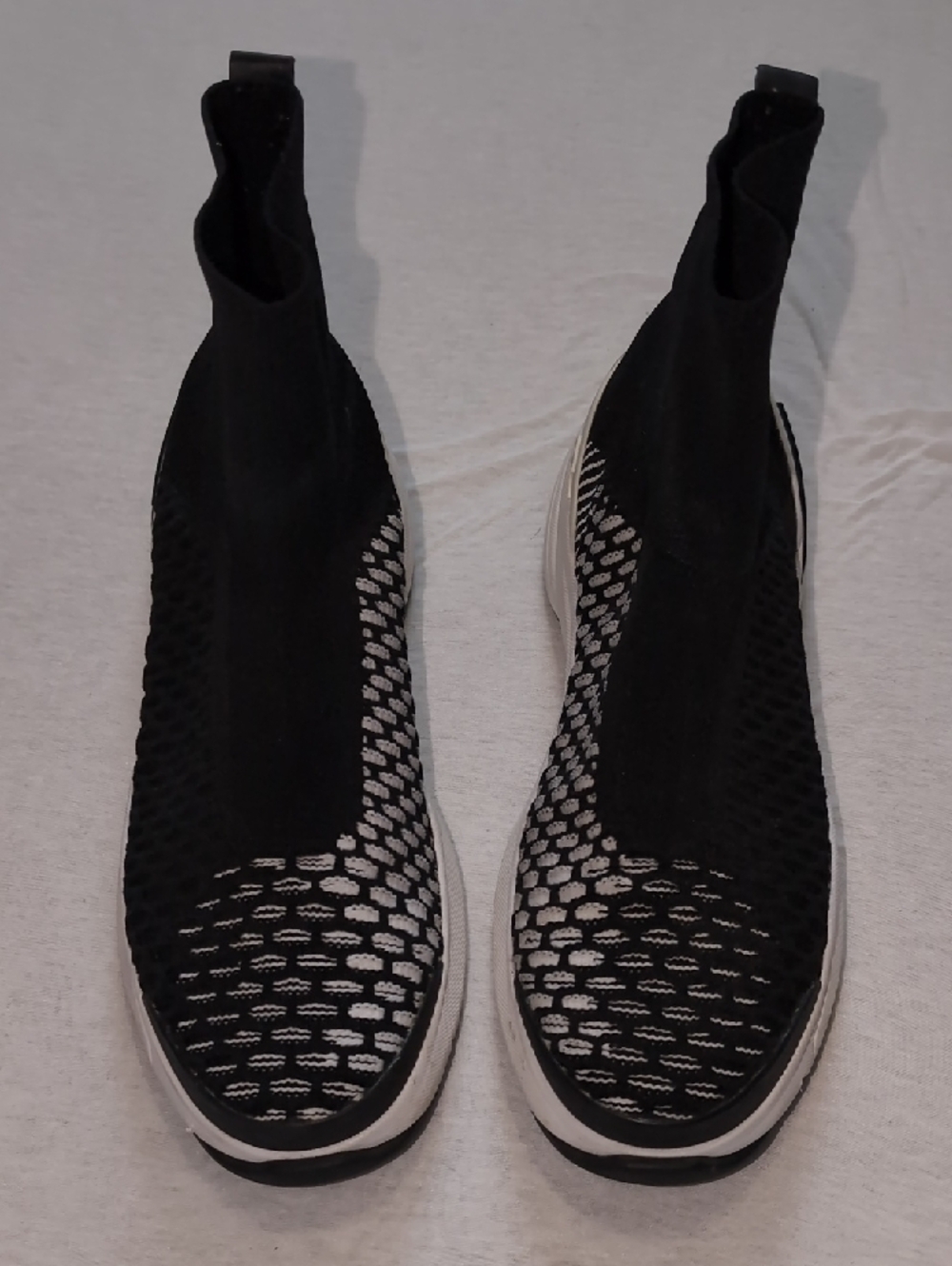 Neil Barrett Black and White Molecular Knit Sock Sneakers